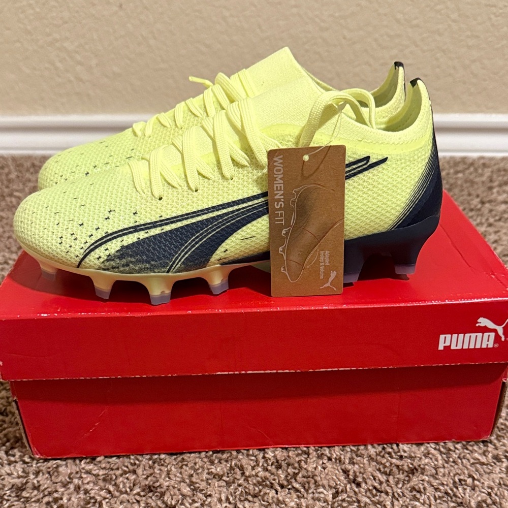 Puma Neon Yellow and Black Soccer Cleats